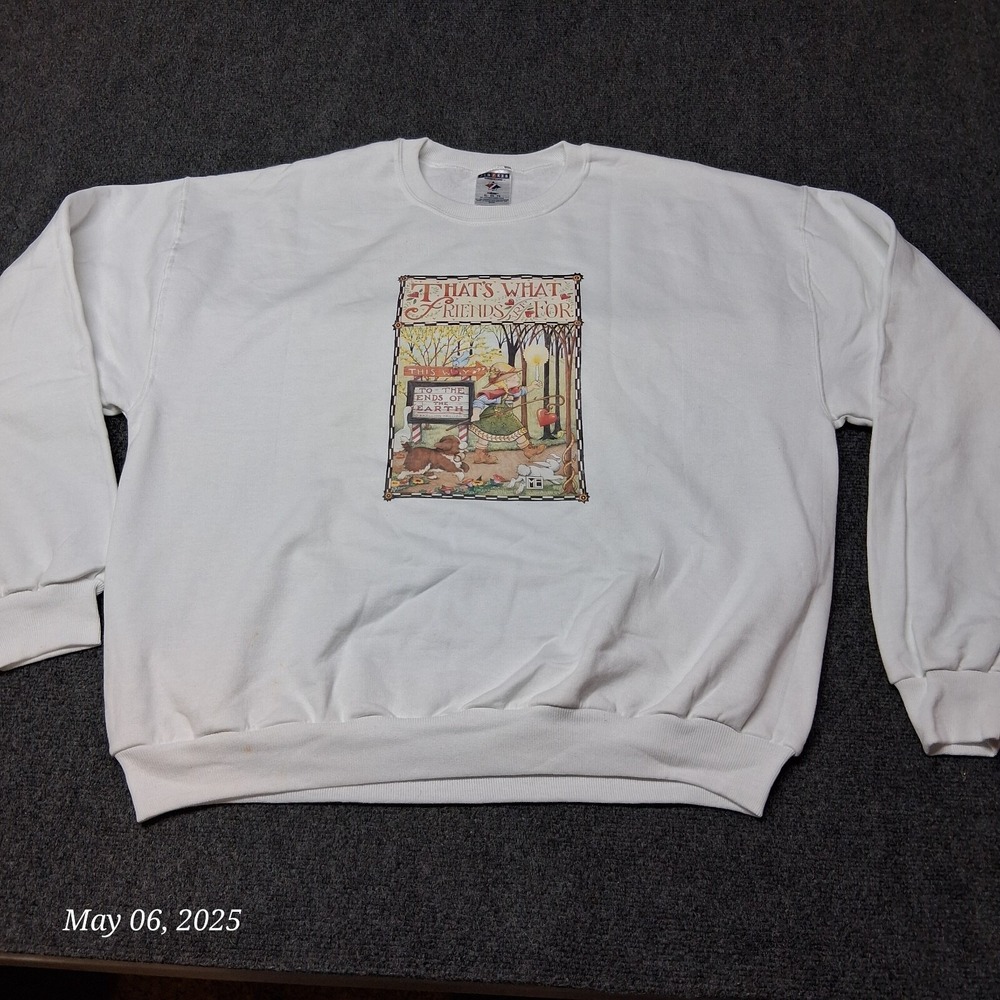 VTG Thats What Friends Are For Sweatshirt JerZees Size XL White